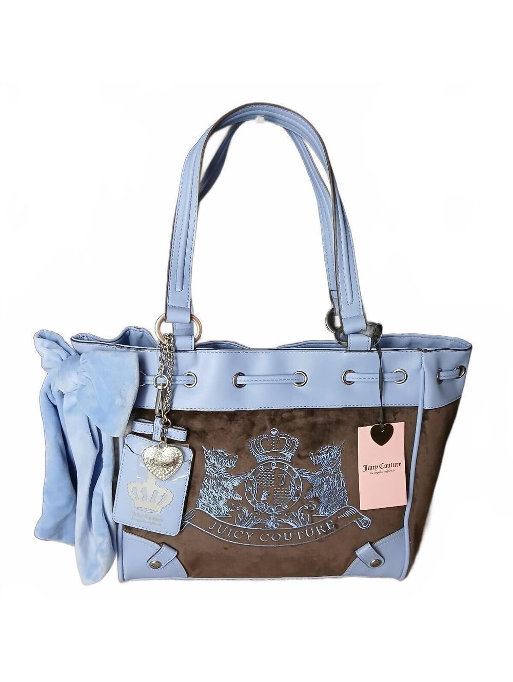Juicy Couture Scottie Dog Daydreamer Tote Chocolate Bellair Blue NWT Y2K Bag